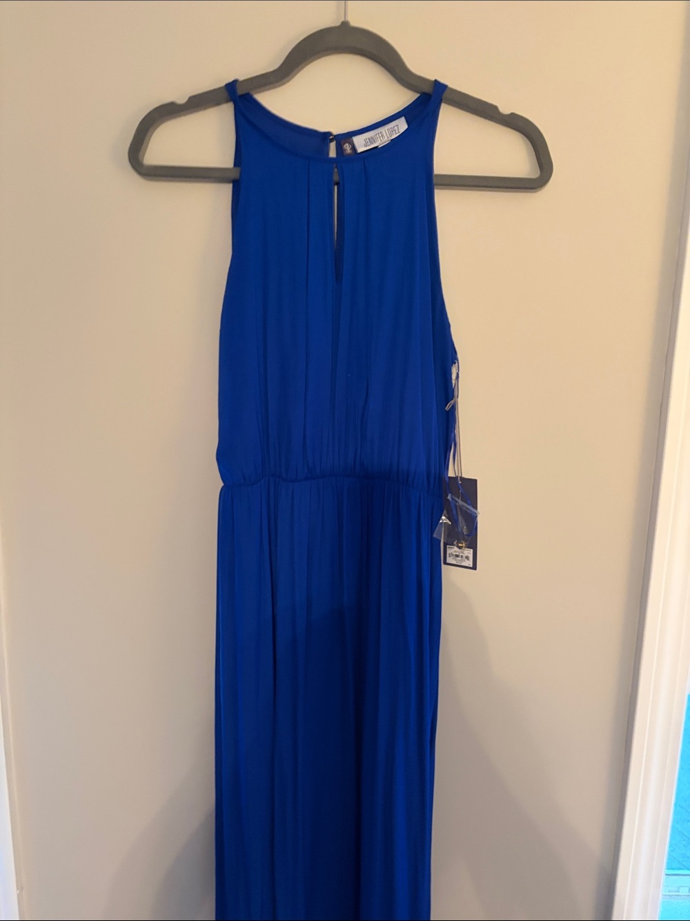Jennifer Lopez Royal Blue Halter Maxi Dress